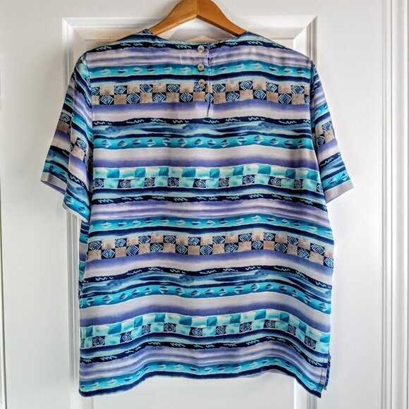 Alfred Dunner Blue Silk Short Sleeve Top - Picture 2 of 4